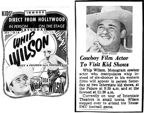 Whi[ Wilson in person at the Inwood Theatre, 1949.