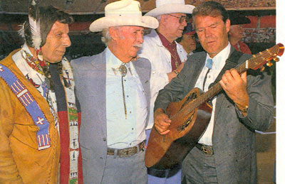 Iron Eyes Cody, Eddie Dean, Monte Hale and Glen Campbell at a Golden Boot Awards.
