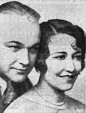 Newlyweds William Boyd and Dorothy Sebastian. 12/23/30 photo. The couple hopped a plane, flew to Las Vegas, hunted up a justice of the peace, were married, and quickly flew back to Hollywood as each had to be at the studio the following day.