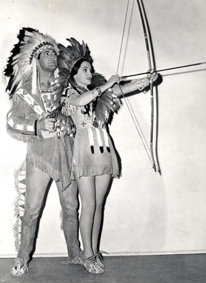 1942 Universal Pictures publicity photo of Johnny Mack Brown and an unknown starlet. Possibly taken as promotion for Abbott and Costello's "Ride 'Em Cowboy" which co-starred Brown and Dick Foran. (Photo submitted by Bobby Copeland.)