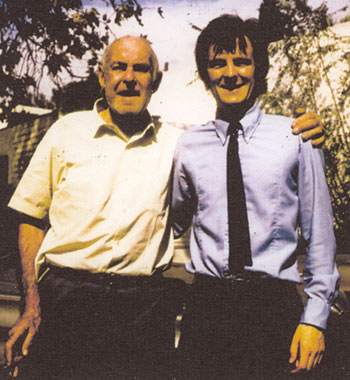 English B-western researcher and interviewer John Brooker (right) with Ken Maynard at Maynard’s trailer park home in 1970. Read John’s interviews with various western stars in every print issue of WESTERN CLIPPINGS.