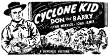 Newspaper ad for "Cyclone Kid" starring Don Barry.