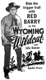 Newspaper ad for "Wyoming Wildcat" starring Don Red Barry.