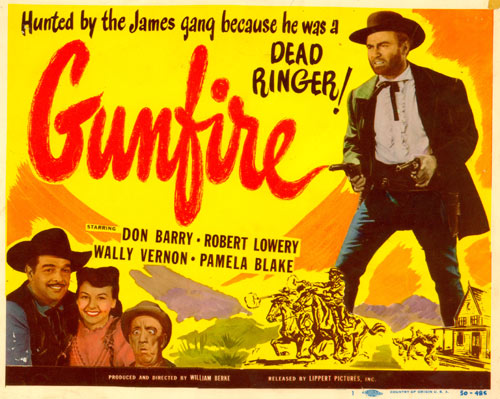 Title Card for "Gunfire" starring Don Barry.