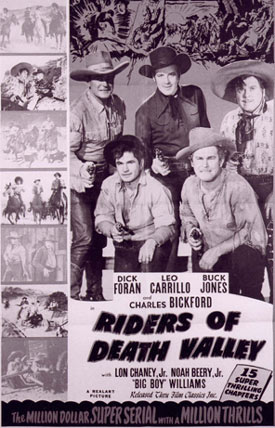 Newspaper ad for "Riders of Death Valley" 15 chapter serial.