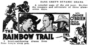 Newspaper ad for "The Rainbow Trail" starring George O'Brien.