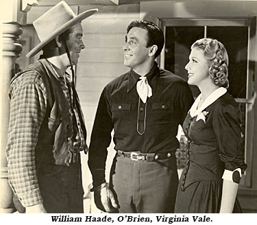 William Haade, O'Brien and Virginia Vale in "Stage to Chino" ('40 RKO).