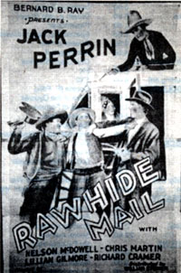 Ad for Jack Perrin in "Rawhide Mail".