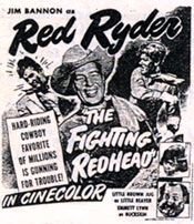 Newspaper ad for "The Fighting Redhead" starring Jim Bannon as Red Ryder.