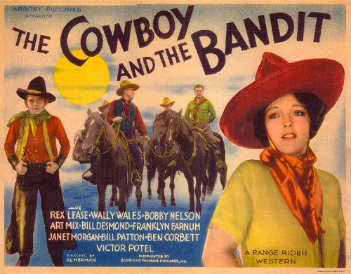 Title Card for "The Cowboy and the Bandit" starring Rex Lease.