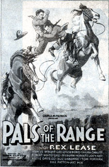 Newspaper ad for "Pals of the Range" starring Rex Lease.