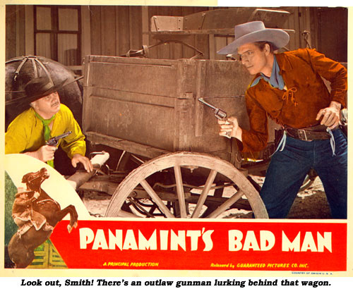 Look out, Smith! There's an outlaw gunman lurking behind that wagon.