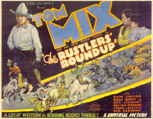 Title Card for Tom Mix in "The Rustler' Round-Up".